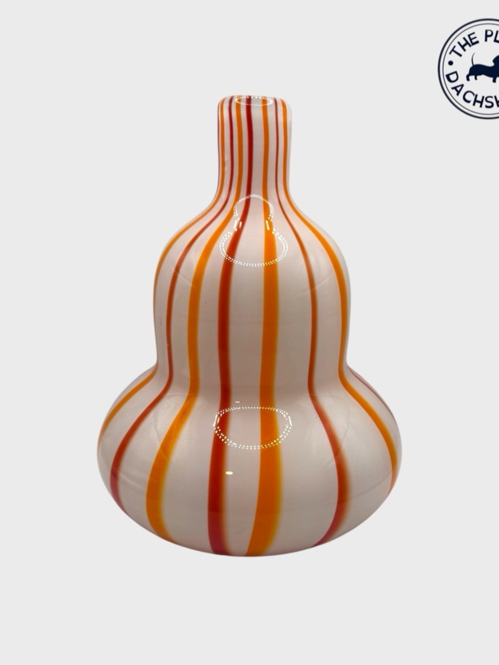 Vintage Hand-Blown Striped Glass Gourd Vase